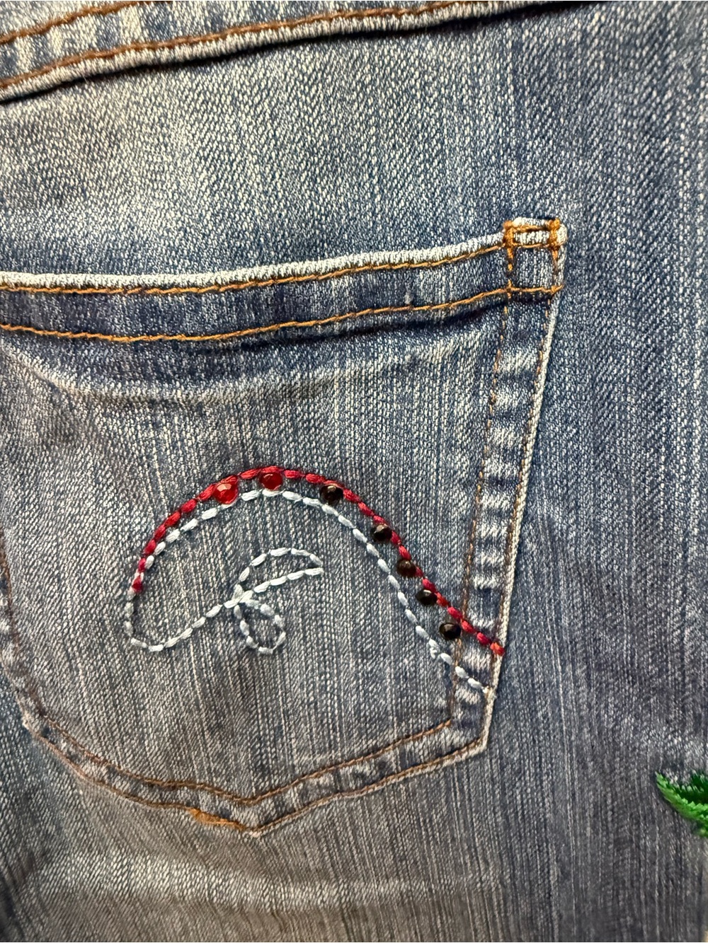 Boston Proper Blue Cropped Jeans with Floral Embroidery - Picture 6 of 7